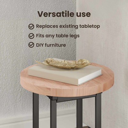 Table Top Light Brown Ø 50 x 4 cm Solid Oak Wood
