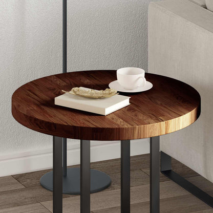 Table Top Light Brown Ø 60 x 4 cm Solid Oak Wood