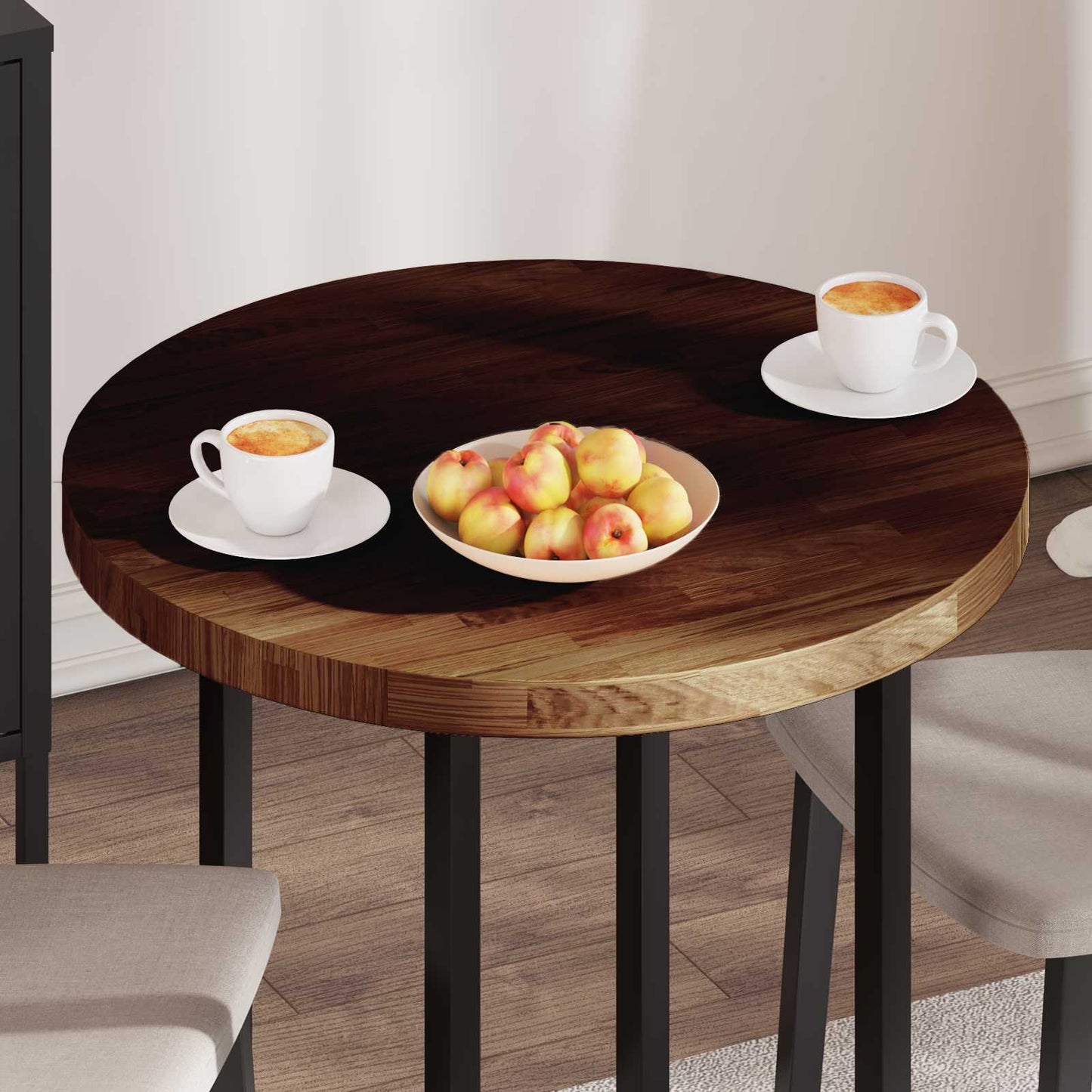 Table Top Light Brown Ø 70 x 4 cm Solid Oak Wood