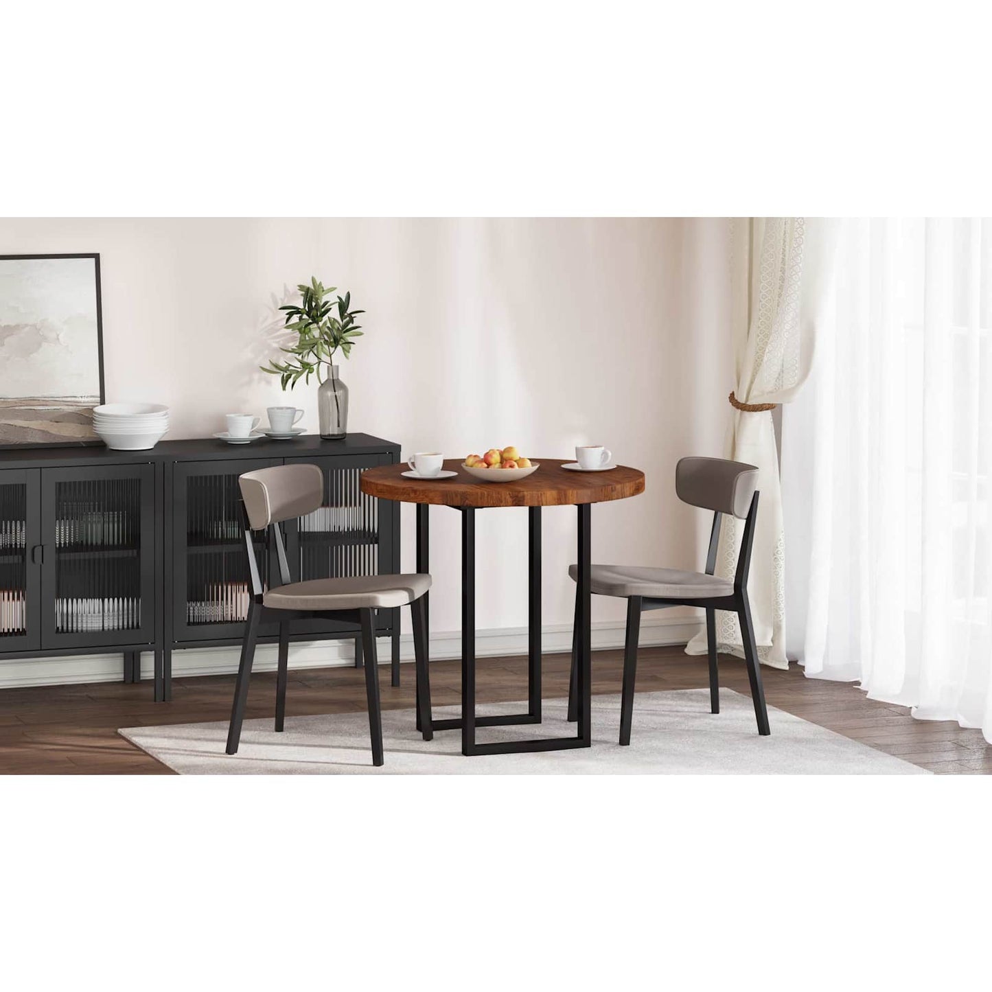 Table Top Light Brown Ø 80 x 4 cm Solid Oak Wood