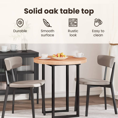 Table Top Light Brown Ø 80 x 4 cm Solid Oak Wood