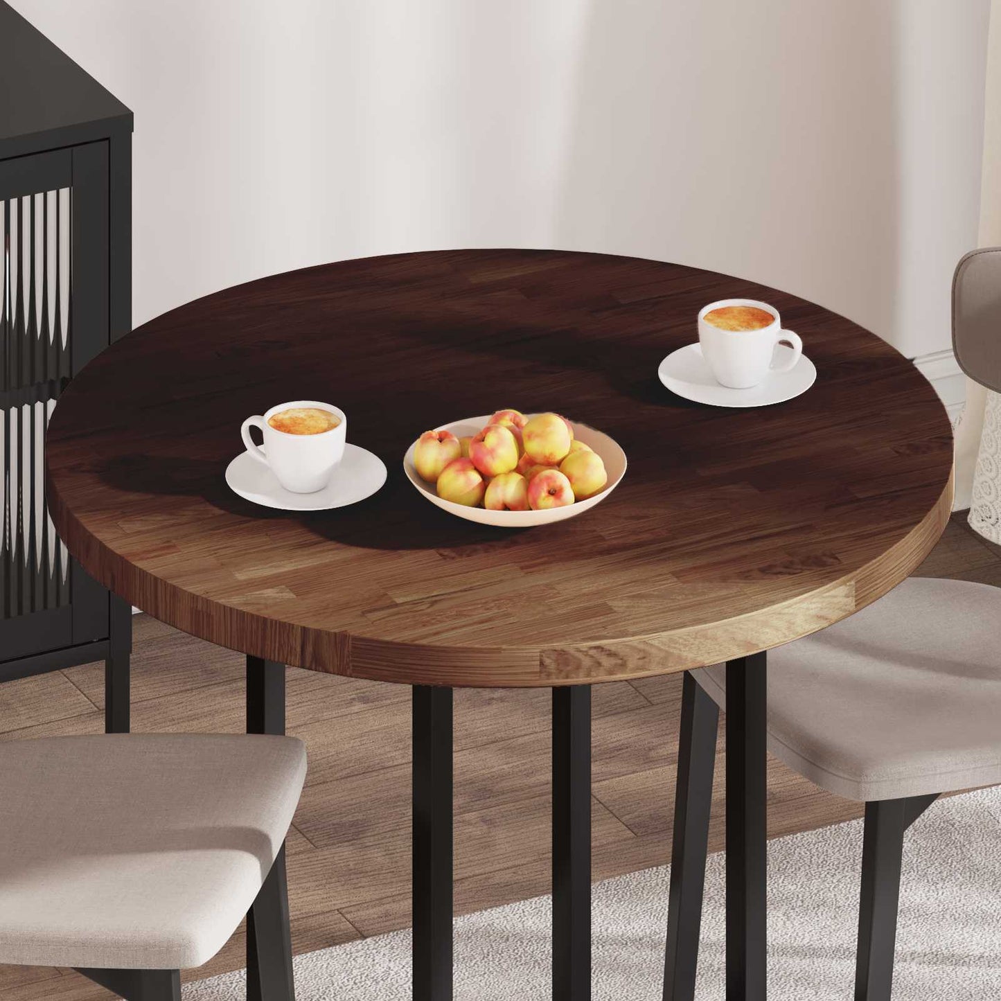 Table Top Light Brown Ø 90 x 4 cm Solid Oak Wood