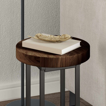 Table Top Dark Brown Ø 30 x 4 cm Solid Oak Wood