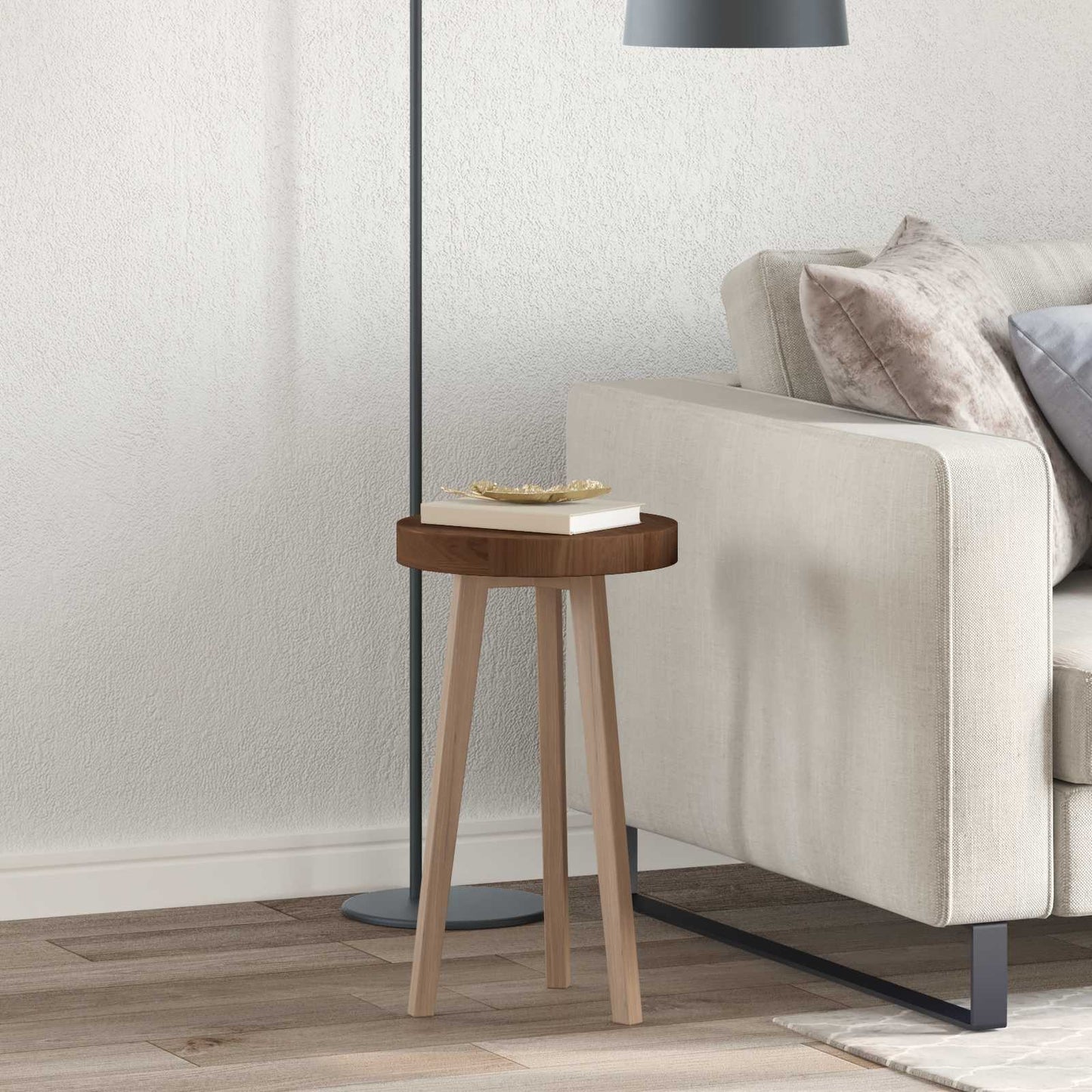 Table Top Dark Brown Ø 30 x 4 cm Solid Oak Wood
