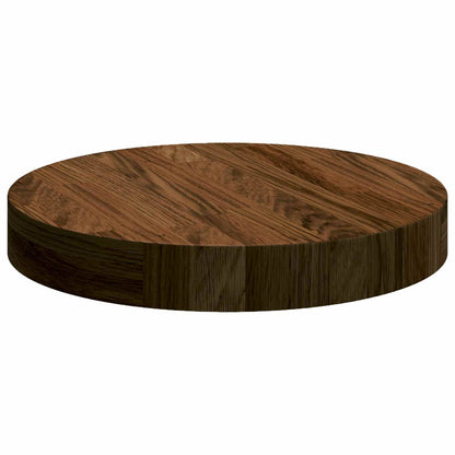 Table Top Dark Brown Ø 30 x 4 cm Solid Oak Wood