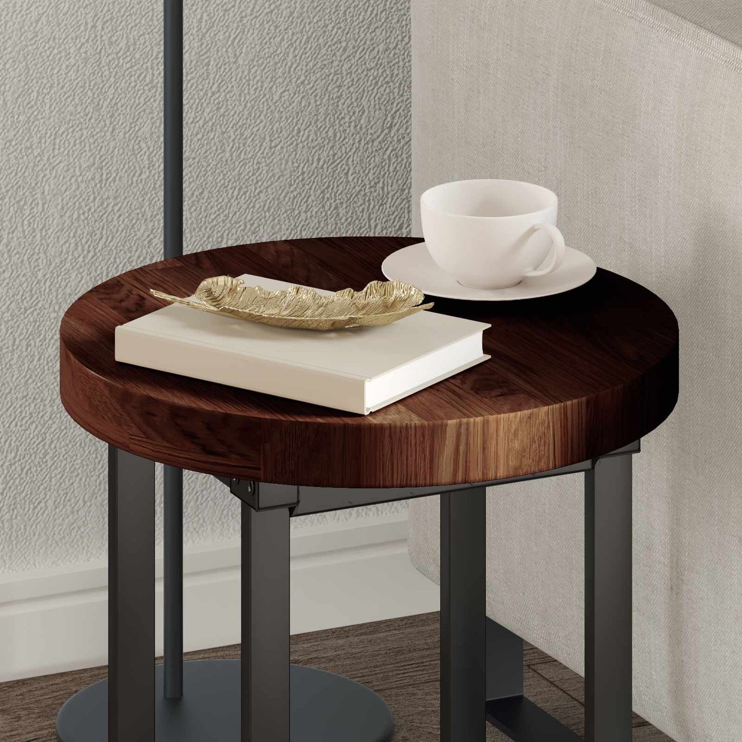 Table Top Dark Brown Ø 40 x 4 cm Solid Oak Wood