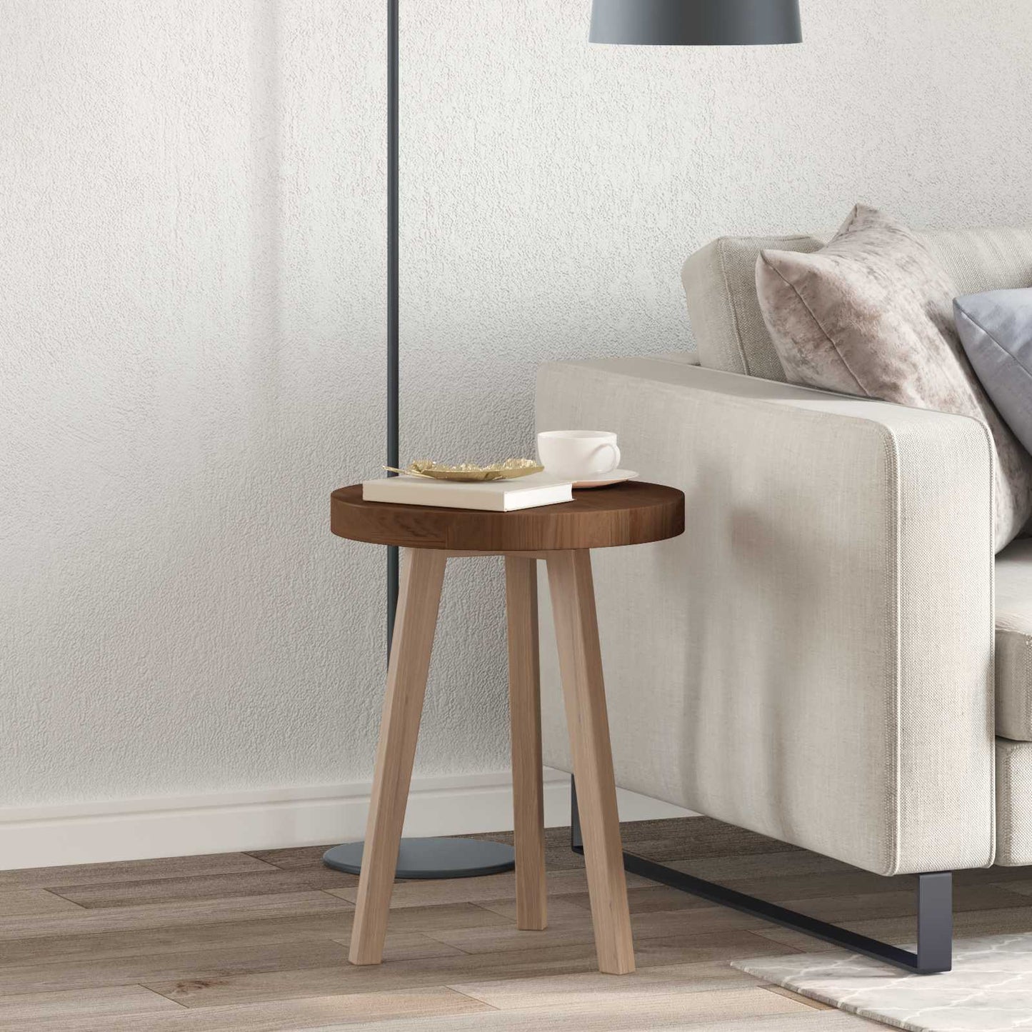 Table Top Dark Brown Ø 40 x 4 cm Solid Oak Wood