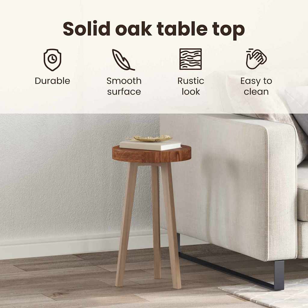 Table Top Dark Brown Ø 50 x 4 cm Solid Oak Wood