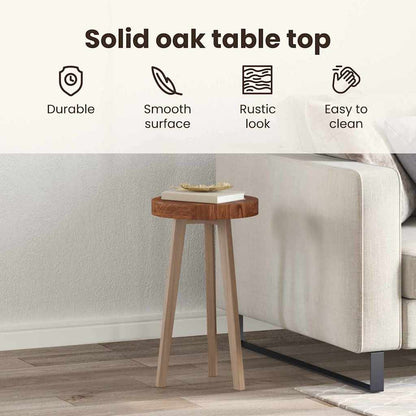 Table Top Dark Brown Ø 60 x 4 cm Solid Oak Wood