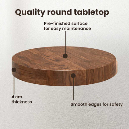 Table Top Dark Brown Ø 60 x 4 cm Solid Oak Wood
