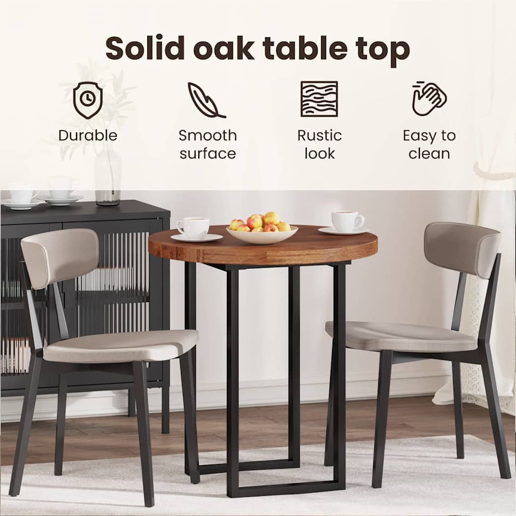 Table Top Dark Brown Ø 70 x 4 cm Solid Oak Wood