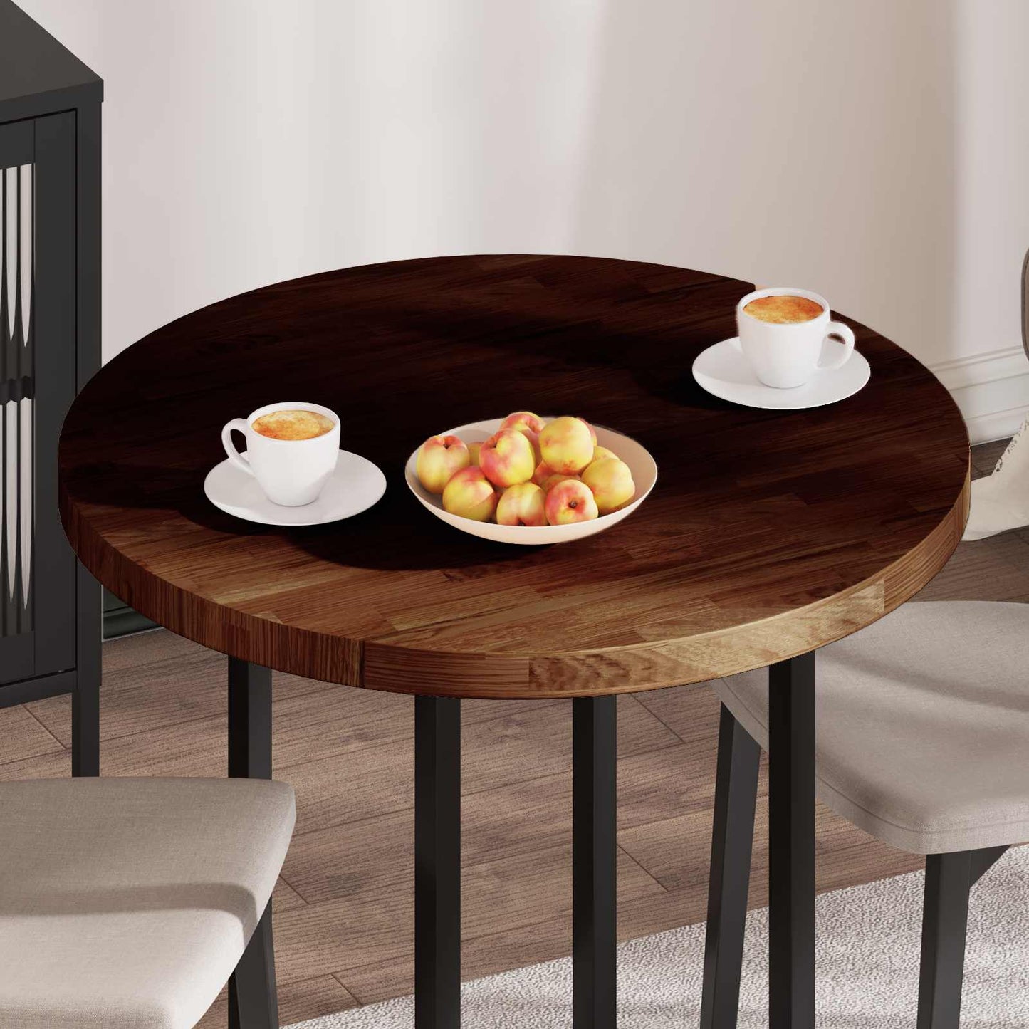 Table Top Dark Brown Ø 80 x 4 cm Solid Oak Wood