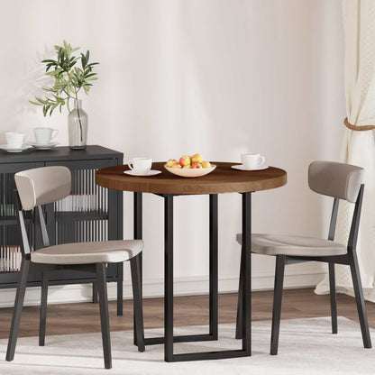 Table Top Dark Brown Ø 80 x 4 cm Solid Oak Wood