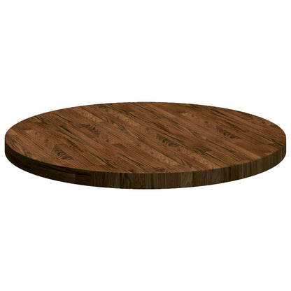 Table Top Dark Brown Ø 80 x 4 cm Solid Oak Wood