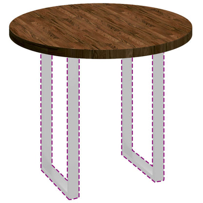 Table Top Dark Brown Ø 90 x 4 cm Solid Oak Wood