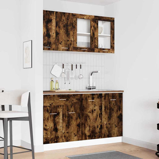 Kitchen Unit Lyon 4 pcs Smoked Oak Engineered Wood