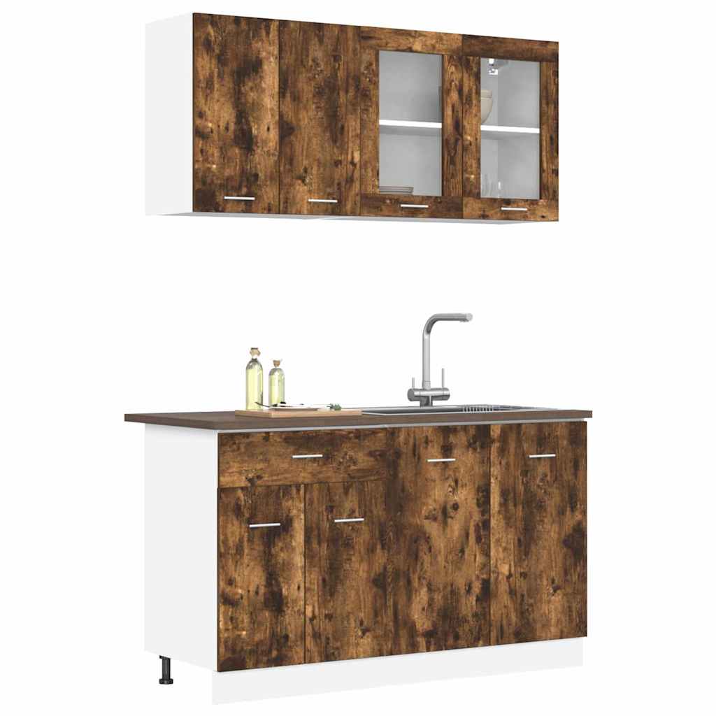 Kitchen Unit Lyon 4 pcs Smoked Oak Engineered Wood