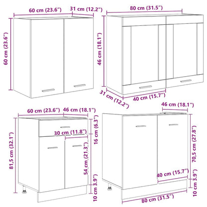 Kitchen Unit Lyon 4 pcs Smoked Oak Engineered Wood