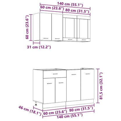 Kitchen Unit Lyon 4 pcs Smoked Oak Engineered Wood