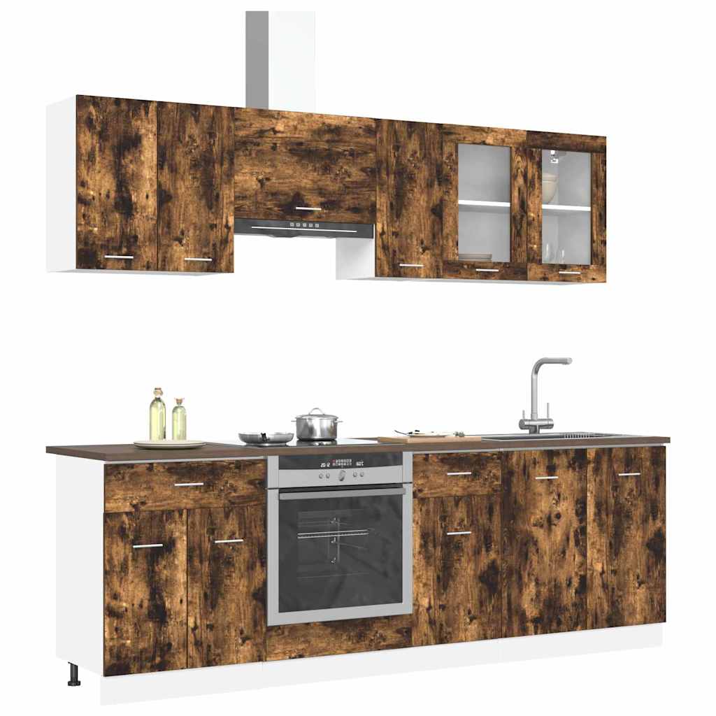Kitchen Cabinet Set Lyon 8 pcs Smoked oak Engineered Wood