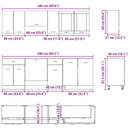 Kitchen Cabinet Set Lyon 8 pcs Smoked oak Engineered Wood