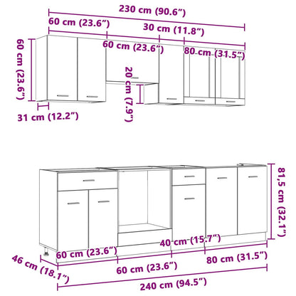 Kitchen Cabinet Set Lyon 8 pcs Smoked oak Engineered Wood
