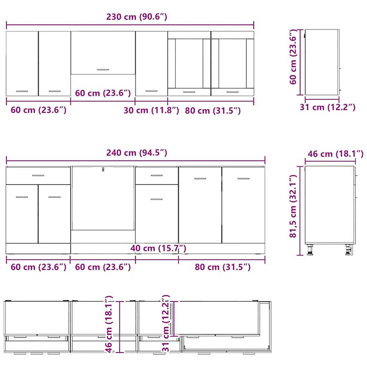 Kitchen Unit Lyon 8 pcs Grey Sonoma Engineered Wood
