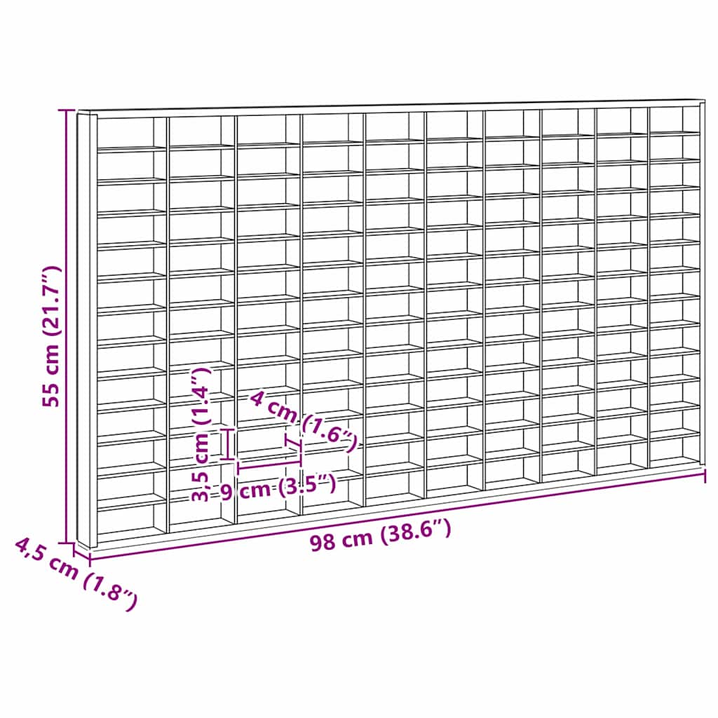 Wall Display Case Beige 98 x 4.5 x 55 cm Engineered Wood