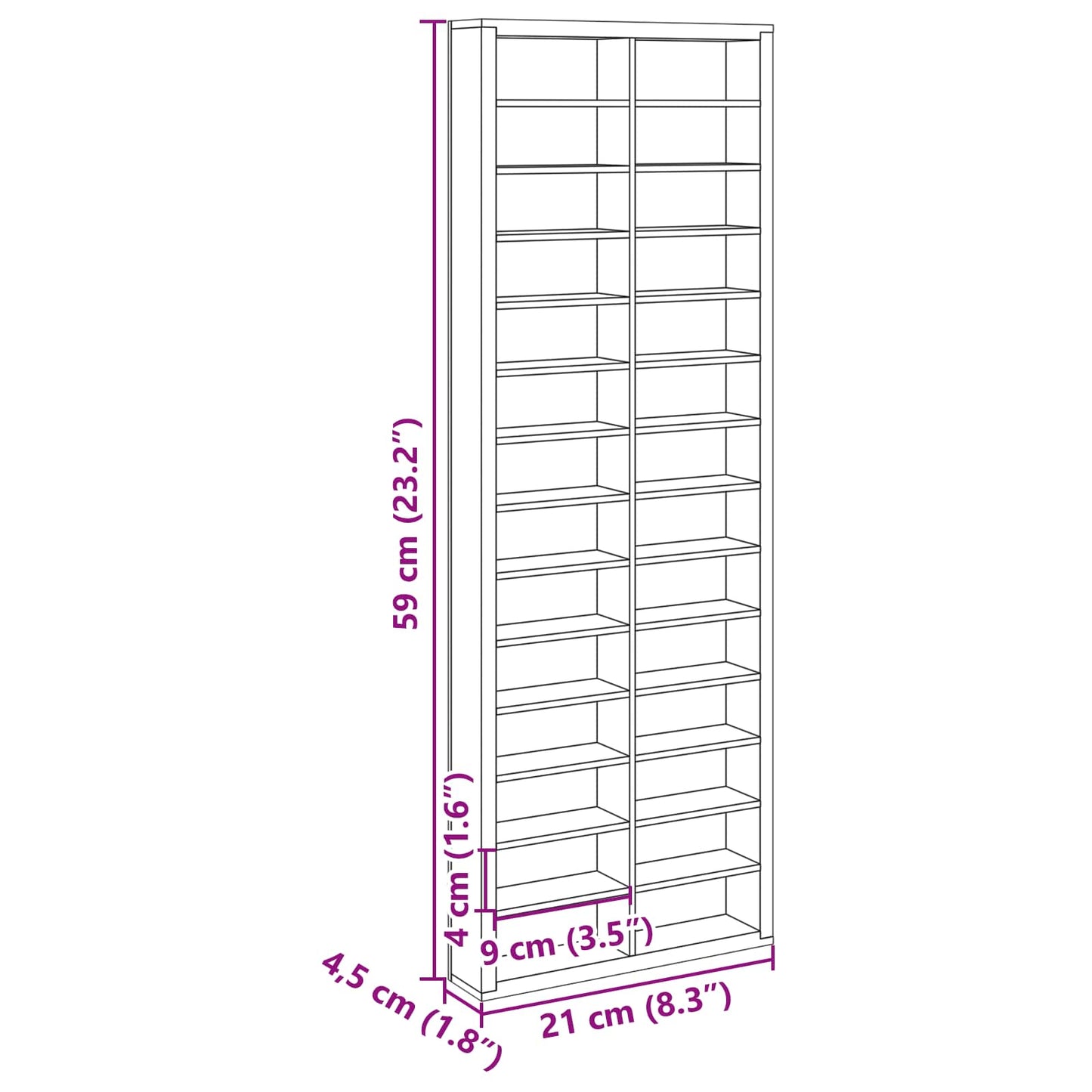 Wall Display Case Beige 21 x 4.5 x 59 cm Engineered Wood