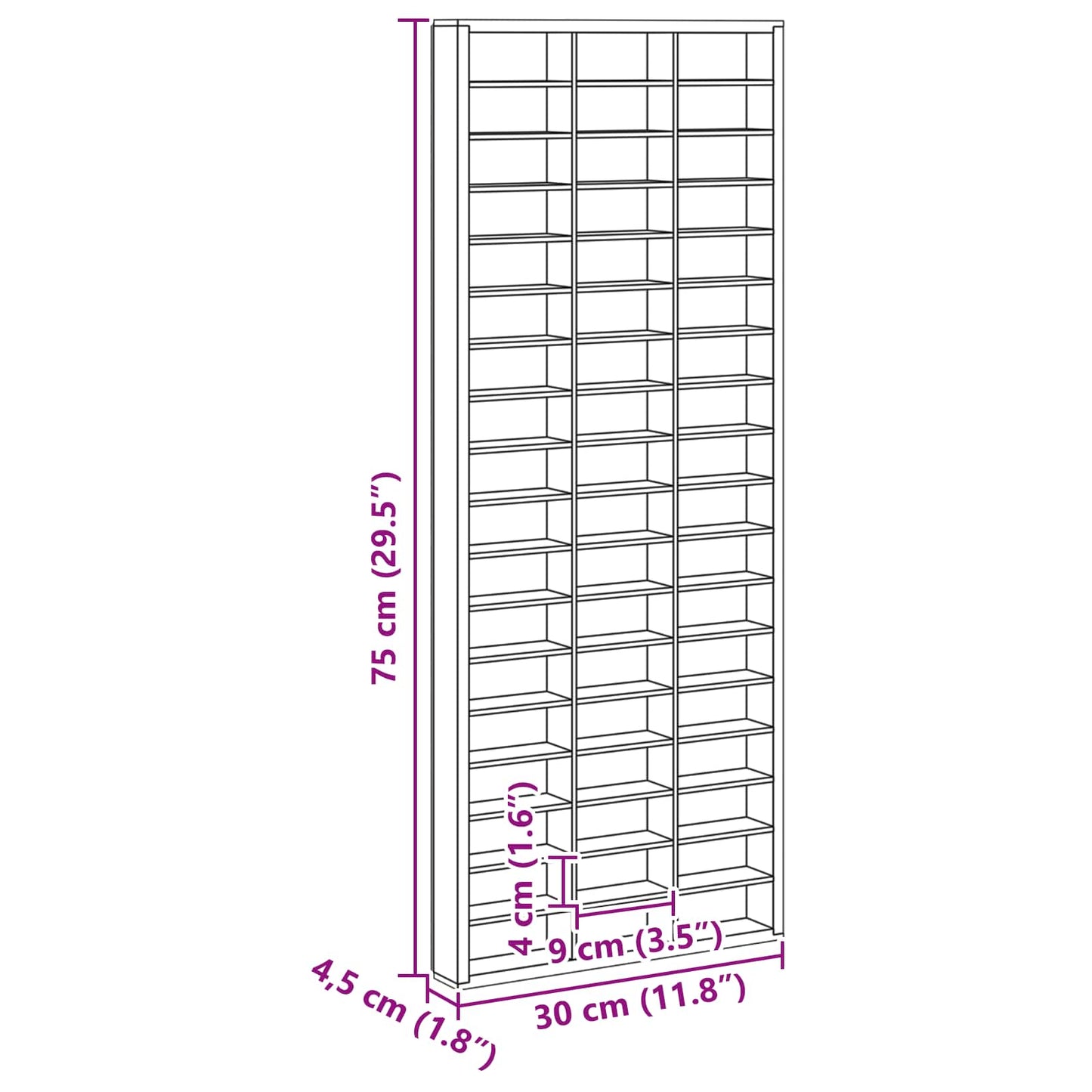Wall Display Case Beige 30 x 4.5 x 75 cm Engineered Wood