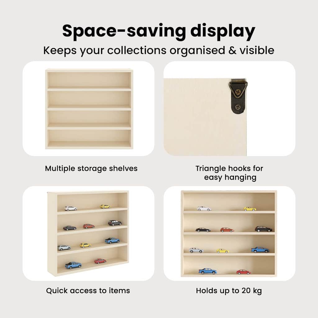 Wall Display Case Beige 40 x 8.5 x 37 cm Engineered Wood