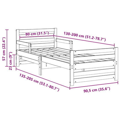 Bed Frame with Headboard White 80 x 200 cm Engineered Wood