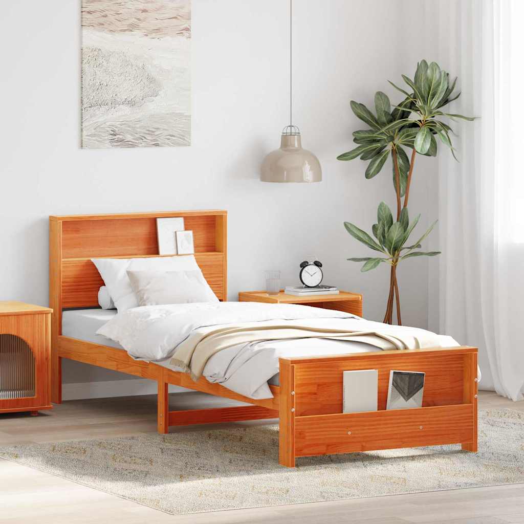 Bed Frame with Headboard Wax Brown 100 x 200 cm Engineered Wood