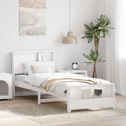 Bed Frame with Headboard White 90 x 200 cm Engineered Wood