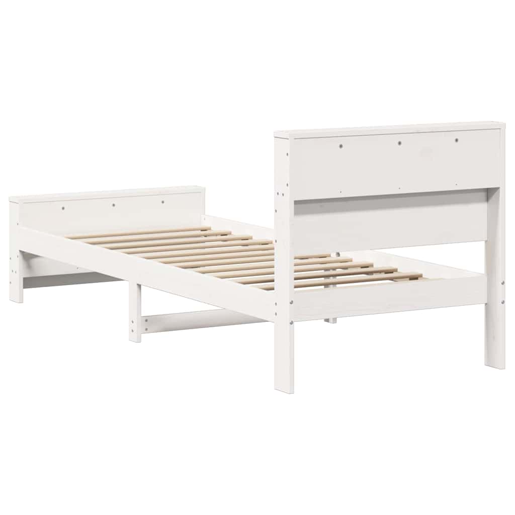 Bed Frame with Headboard White 90 x 200 cm Engineered Wood