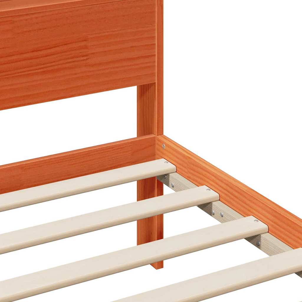 Bed Frame with Headboard Wax Brown 140 x 190 cm Engineered Wood
