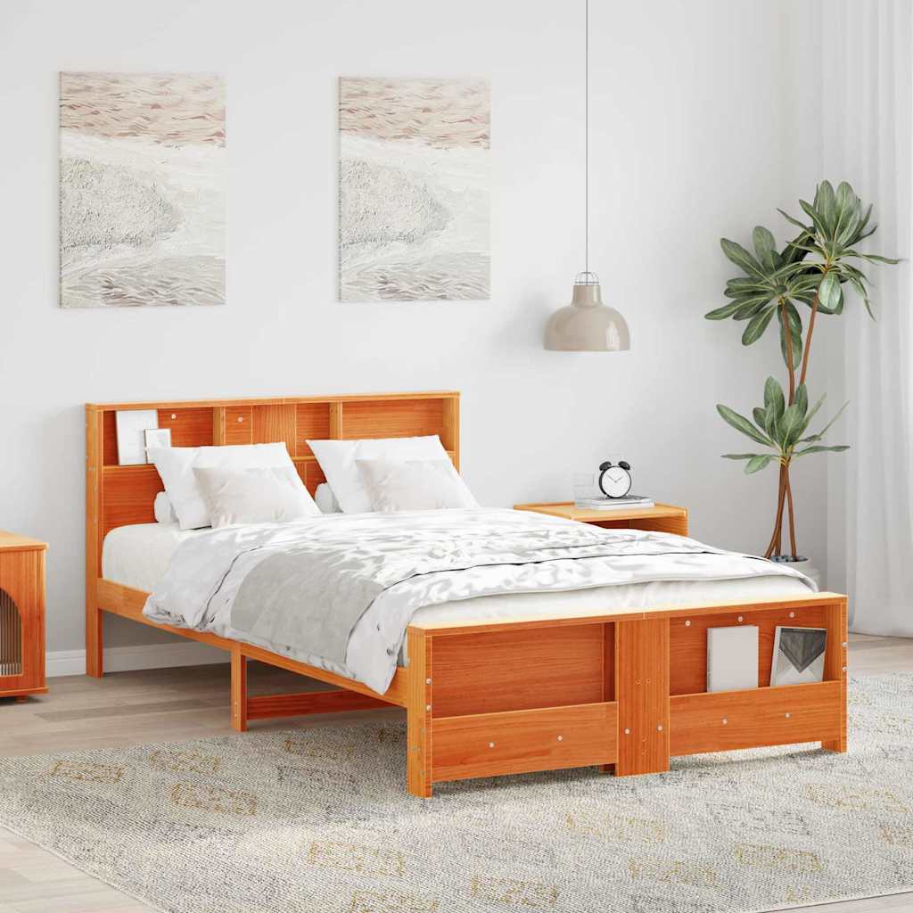 Bed Frame with Headboard Wax Brown 140 x 190 cm Engineered Wood