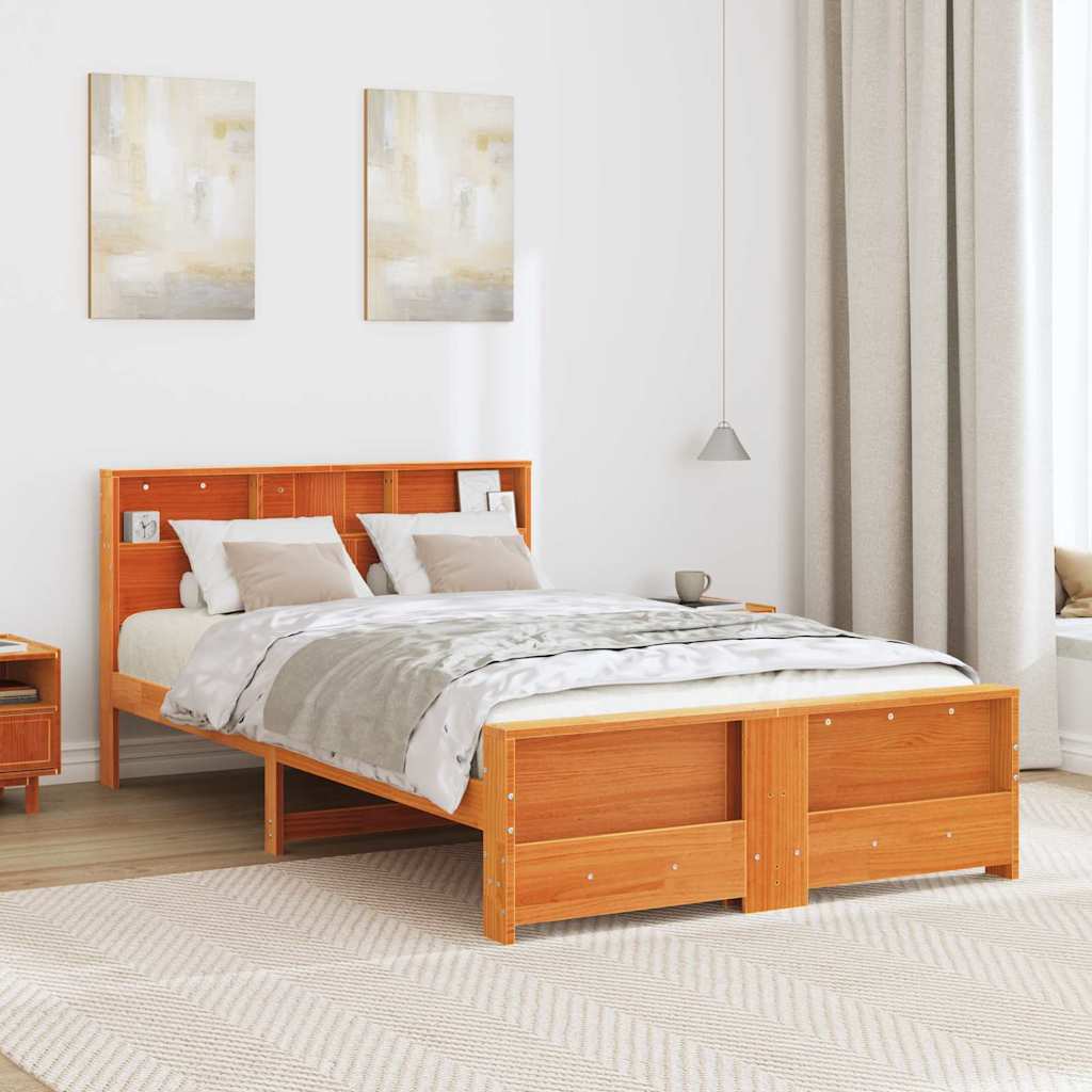 Bed Frame with Headboard Wax Brown 140 x 190 cm Engineered Wood