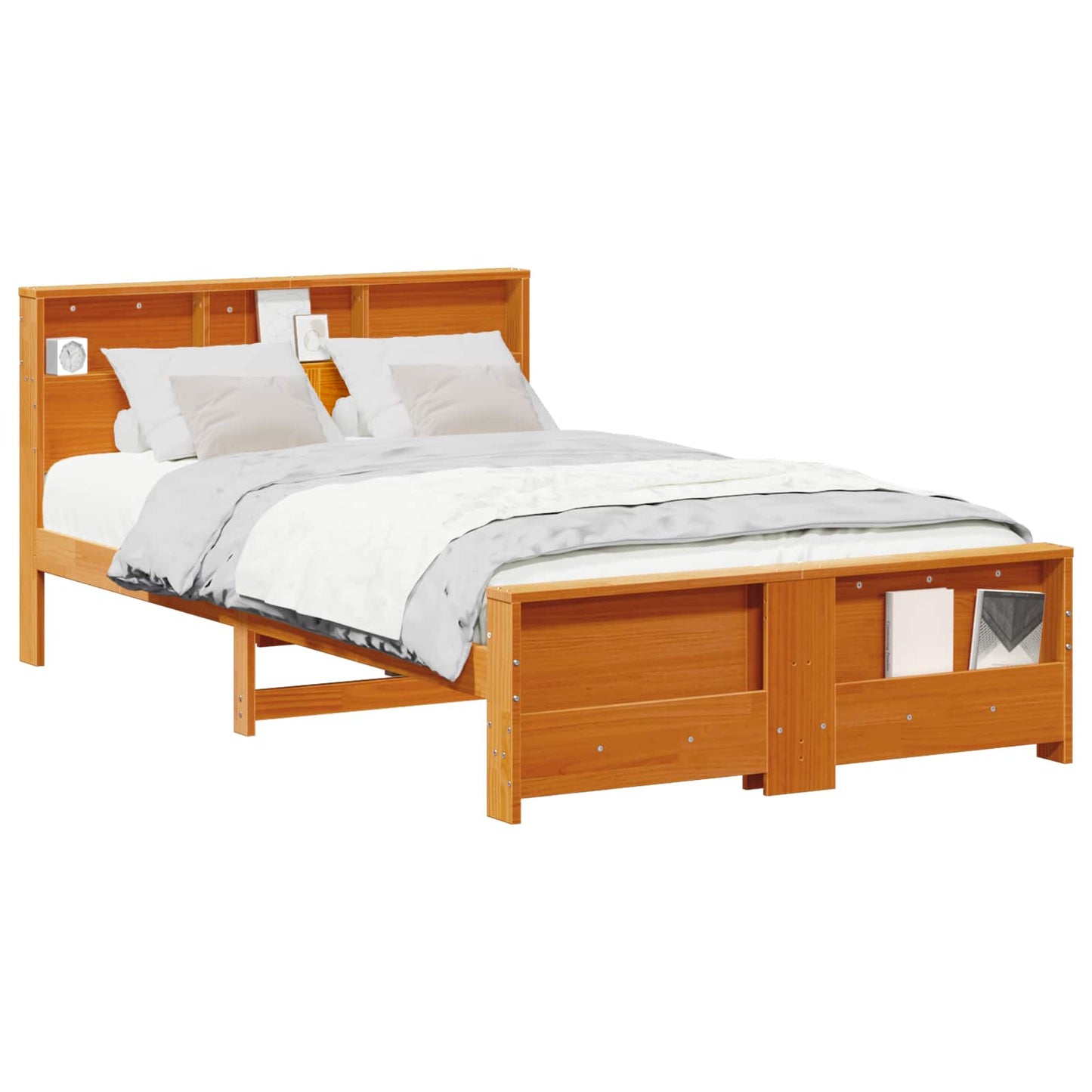 Bed Frame with Headboard Wax Brown 140 x 190 cm Engineered Wood