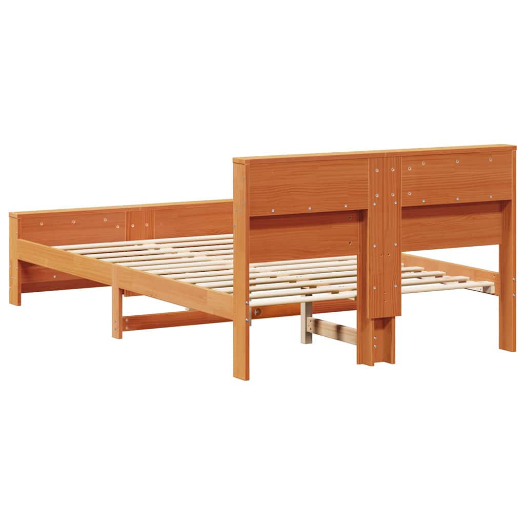 Bed Frame with Headboard Wax Brown 140 x 190 cm Engineered Wood