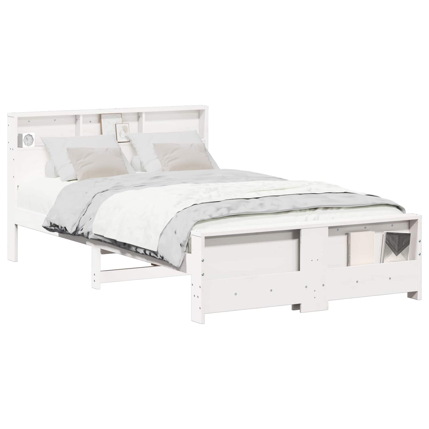 Bed Frame with Headboard White 120 x 190 cm Engineered Wood