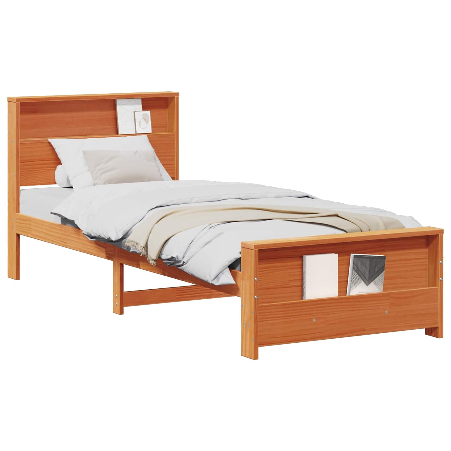 Bed Frame with Headboard Wax Brown 90 x 190 cm Engineered Wood