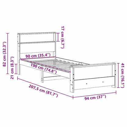 Bed Frame with Headboard Wax Brown 90 x 190 cm Engineered Wood