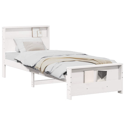 Bed Frame with Headboard White 75 x 190 cm Engineered Wood