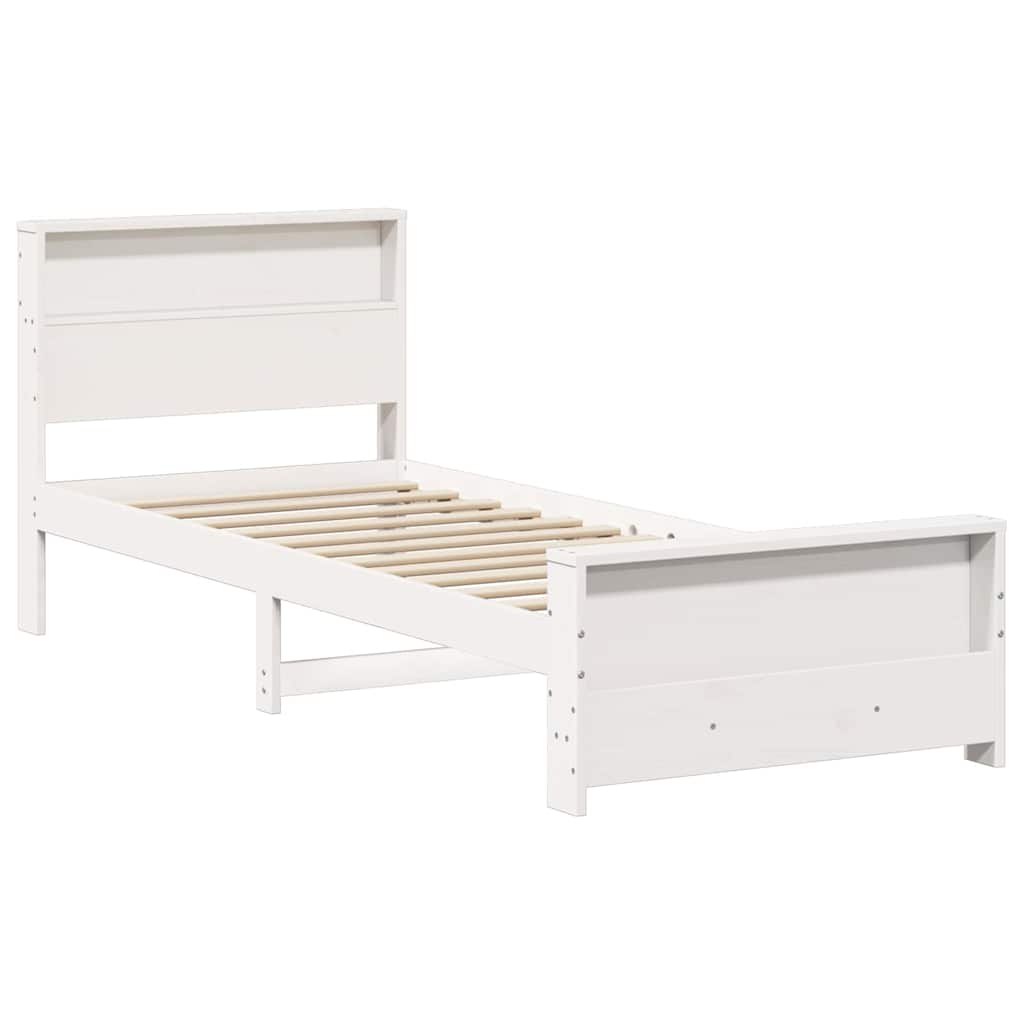 Bed Frame with Headboard White 75 x 190 cm Engineered Wood
