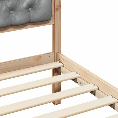 Bed Frame with Headboard Light Grey 90 x 190 cm Solid Pine Wood