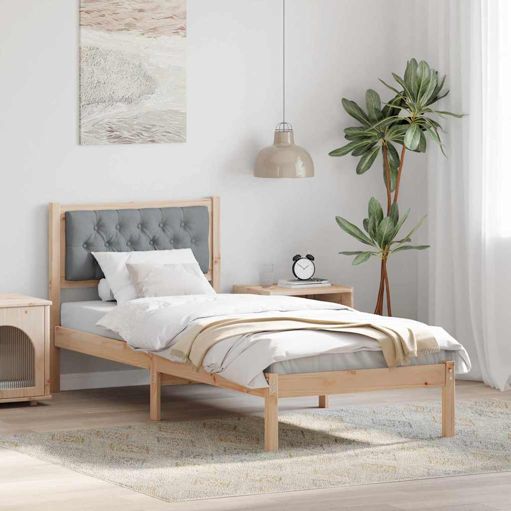 Bed Frame with Headboard Light Grey 90 x 190 cm Solid Pine Wood