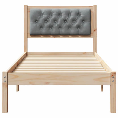 Bed Frame with Headboard Light Grey 90 x 190 cm Solid Pine Wood