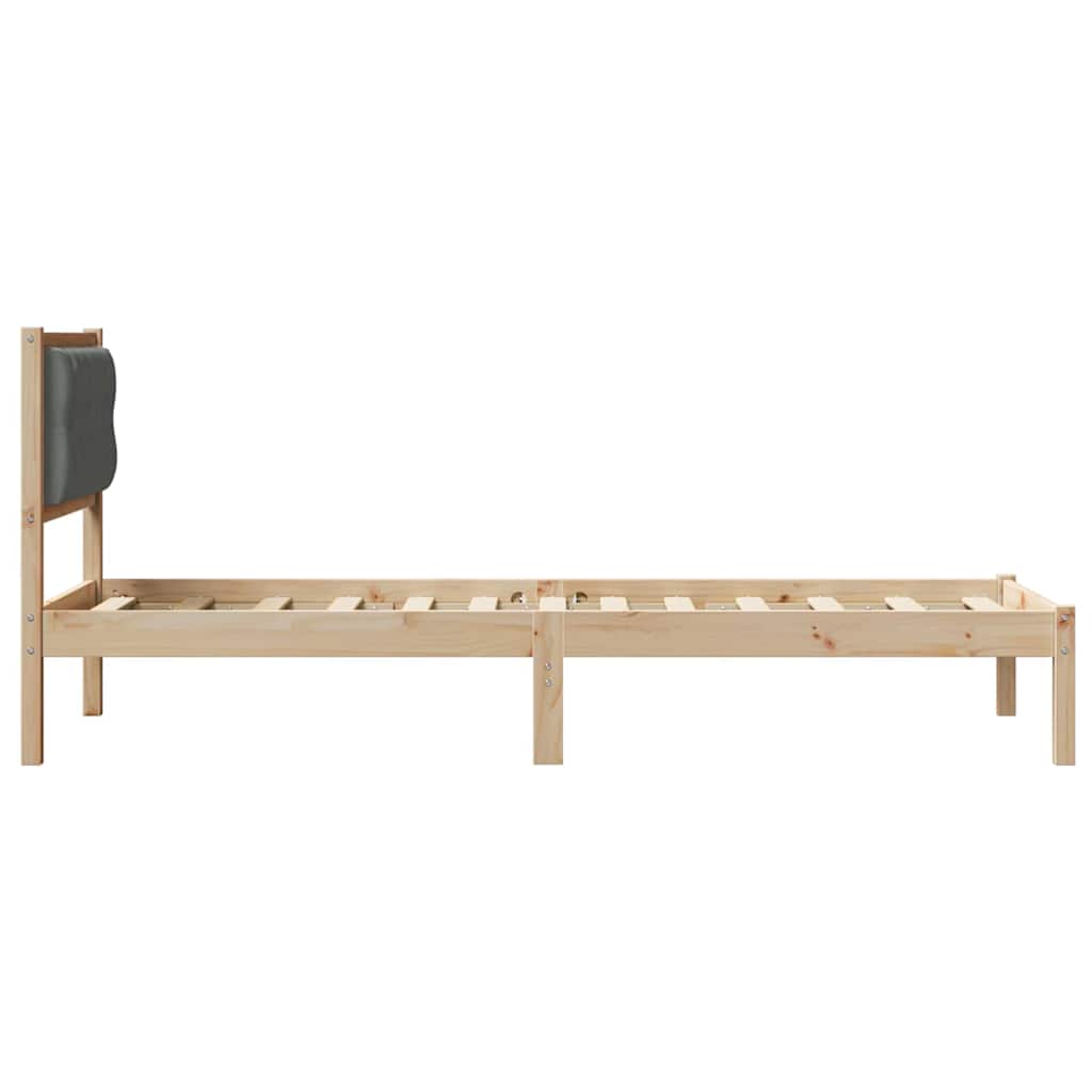 Bed Frame with Headboard Dark Grey 90 x 190 cm Solid Pine Wood