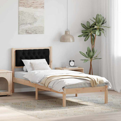 Bed Frame with Headboard Black 90 x 190 cm Solid Pine Wood